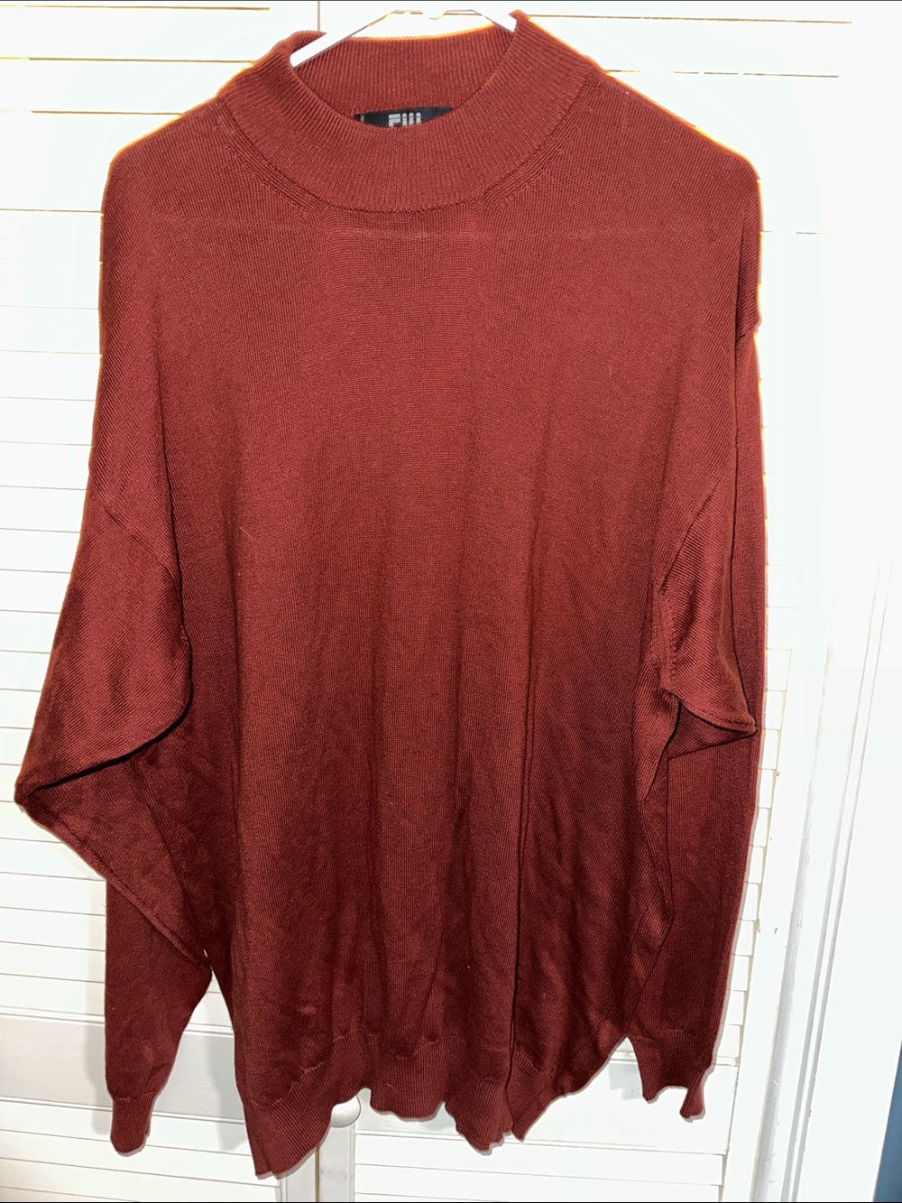 Men's Mock Neck Sweater in Burnt Sienna